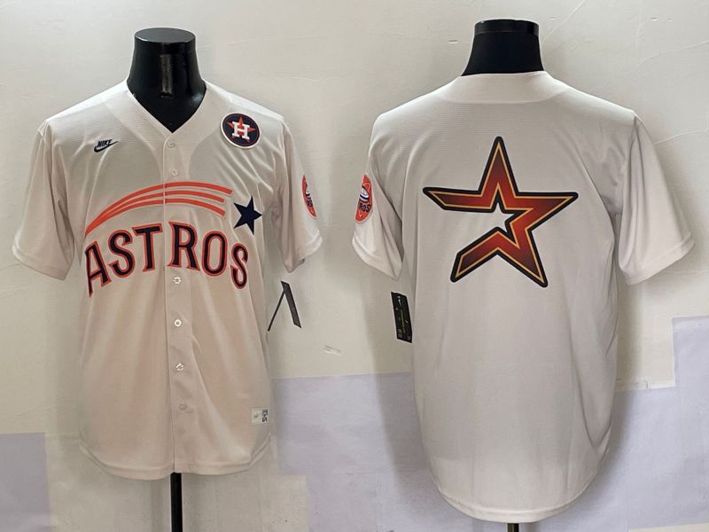 Men Houston Astros Blank Cream Five generations Joint Name 2025 Nike MLB Jersey style 14
